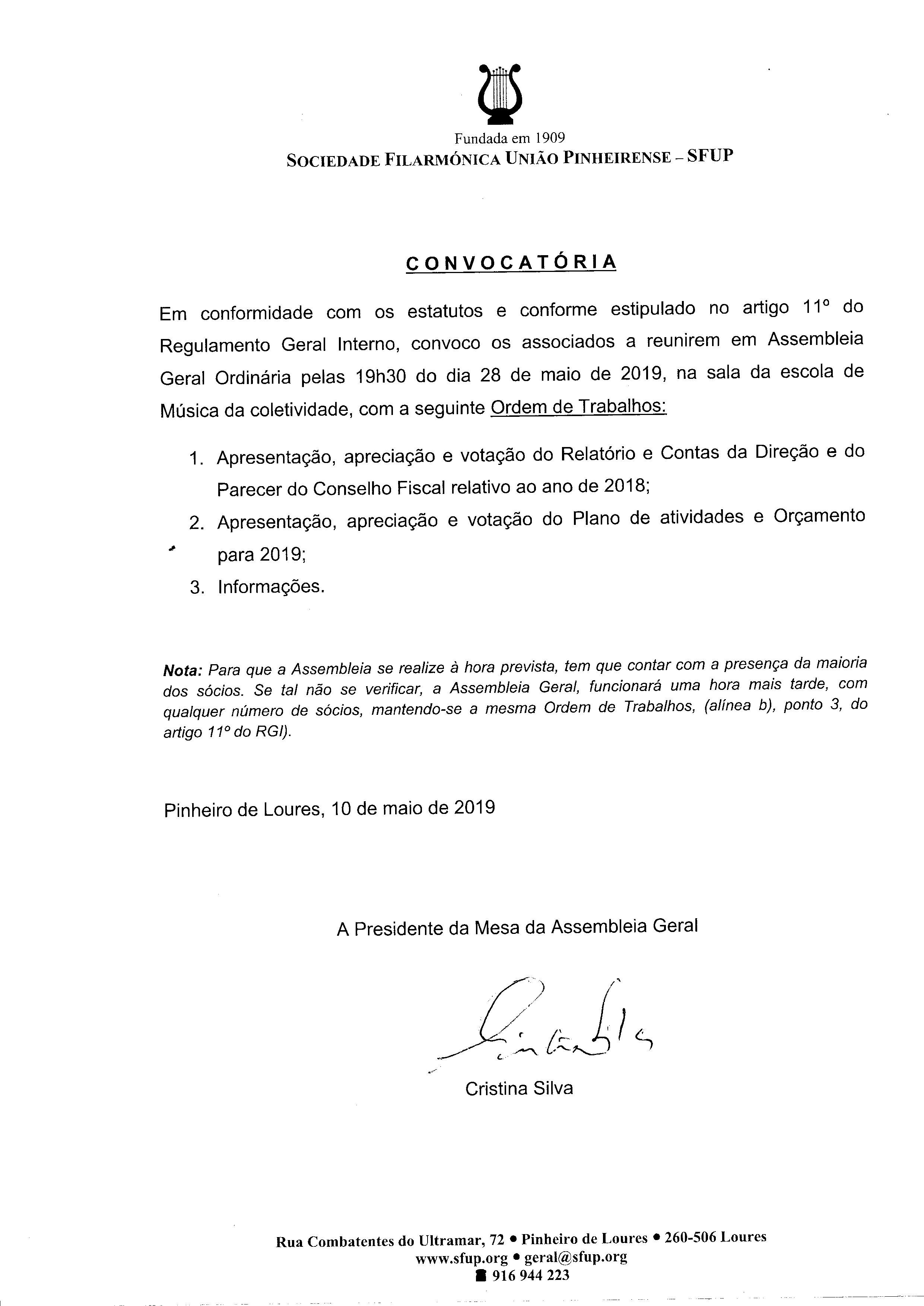 Convocatória Assembleia Geral SFUP